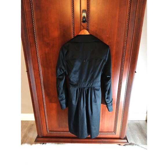 ESPRIT Women Size M Black Belted Pea Coat Wool Blend Interior Large Logo Buttons - Picture 9 of 16